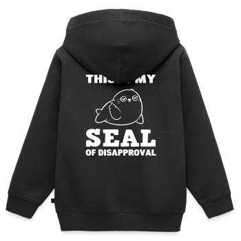 Drôle de jeu de mots animalier - Sweat Premium à capuche zippé enfant bio - noir - Dos - AI Model Kid Male (0cm)