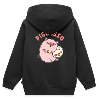Artist's pig of visual artists - Kids Premium Organic Zip-up Hoodie - black - Back - AI Model Kid Male (0cm)