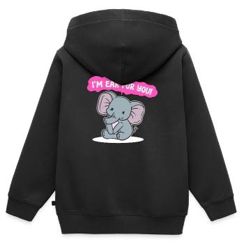 Elefant -Wortspiele Tierpfleger - Kinder Premium Organic Zip Hoodie - Schwarz - Hinten - AI Model Kid Male (0cm)