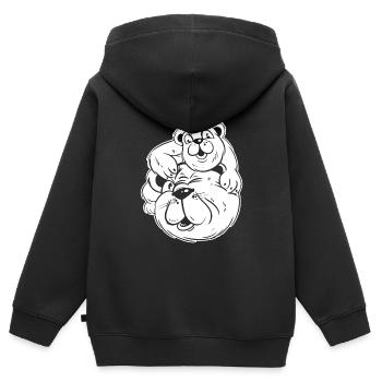 Vatertag Papa Tragen - Kinder Premium Organic Zip Hoodie - Schwarz - Hinten - AI Model Kid Male (0cm)