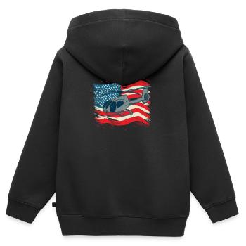 Helikopter Hubschrauber Hubschrauber Pilot - Kinder Premium Organic Zip Hoodie - Schwarz - Hinten - AI Model Kid Male (0cm)