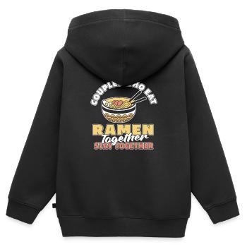 Ramen Paar - Kinder Premium Organic Zip Hoodie - Schwarz - Hinten - AI Model Kid Male (0cm)