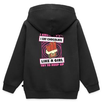 Chocolat Chocolat Drôle - Sweat Premium à capuche zippé enfant bio - noir - Dos - AI Model Kid Male (0cm)