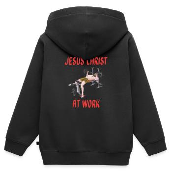 Christ Christentum Trainieren - Kinder Premium Organic Zip Hoodie - Schwarz - Hinten - AI Model Kid Male (0cm)