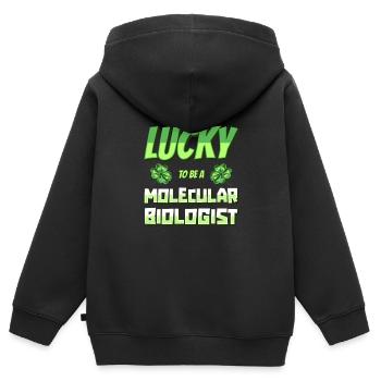 Biologie Biologe Glücklich Molekularbiologe - Kinder Premium Organic Zip Hoodie - Schwarz - Hinten - AI Model Kid Male (0cm)