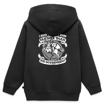 Équitation équestre amusante Endurance - Sweat Premium à capuche zippé enfant bio - noir - Dos - AI Model Kid Male (0cm)