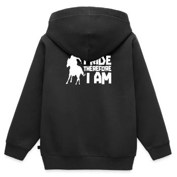 Équitation équestre cool Endurance - Sweat Premium à capuche zippé enfant bio - noir - Dos - AI Model Kid Male (0cm)
