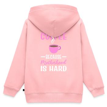 Kaffee und Mutter Kaffeesüchtiger - Kinder Premium Organic Zip Hoodie - Rosa - Hinten - AI Model Kid Female (0cm)