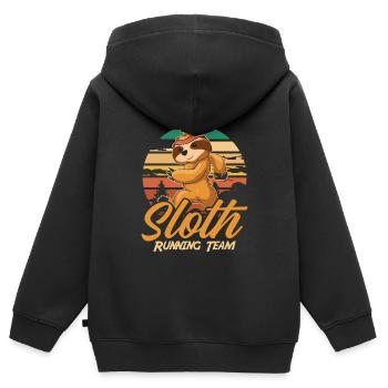 Paresseux mignon paresseux courant - Sweat Premium à capuche zippé enfant bio - noir - Dos - AI Model Kid Male (0cm)