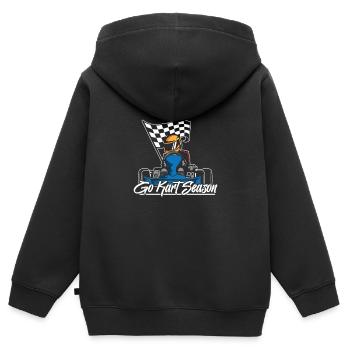 Saison de karting karting - Sweat Premium à capuche zippé enfant bio - noir - Dos - AI Model Kid Male (0cm)