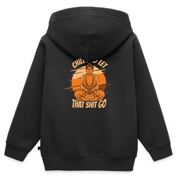 Bouddha bouddhiste Bouddha lâche prise de la merde - Sweat Premium à capuche zippé enfant bio - noir - Dos - AI Model Kid Male (0cm)