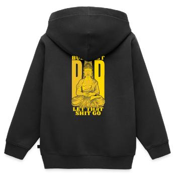 Bouddha bouddhiste Papa Bouddha lâche la merde - Sweat Premium à capuche zippé enfant bio - noir - Dos - AI Model Kid Male (0cm)