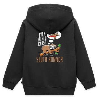 Sloth Runner Sloth Runs - Sweat Premium à capuche zippé enfant bio - noir - Dos - AI Model Kid Male (0cm)