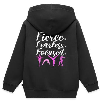 Furchtloser Turner Gymnastiklehrer - Kinder Premium Organic Zip Hoodie - Schwarz - Hinten - AI Model Kid Male (0cm)