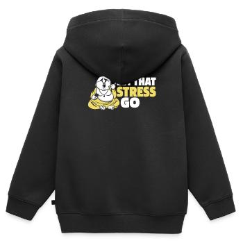 Bouddha bouddhiste drôle - Sweat Premium à capuche zippé enfant bio - noir - Dos - AI Model Kid Male (0cm)