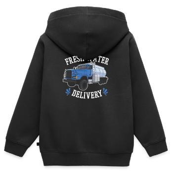 Lkw Fahrer Trucker Lastwagenfahrer Lieferung - Kinder Premium Organic Zip Hoodie - Schwarz - Hinten - AI Model Kid Male (0cm)