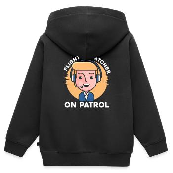 Centre d’opérations du centre de contrôle des appels d’urgence - Sweat Premium à capuche zippé enfant bio - noir - Dos - AI Model Kid Male (0cm)