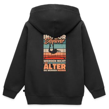 Plaisir du parachutisme en salle - Sweat Premium à capuche zippé enfant bio - noir - Dos - AI Model Kid Male (0cm)