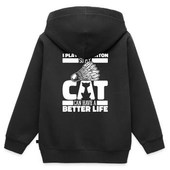 Badminton Federball - Kinder Premium Organic Zip Hoodie - Schwarz - Hinten - AI Model Kid Male (0cm)