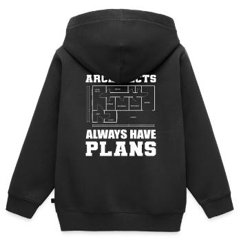 Architecture drôle Architecture commerciale - Sweat Premium à capuche zippé enfant bio - noir - Dos - AI Model Kid Male (0cm)