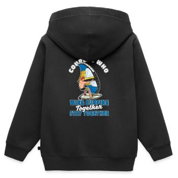 Wing Surf Wing Foil Pair - Sweat Premium à capuche zippé enfant bio - noir - Dos - AI Model Kid Male (0cm)