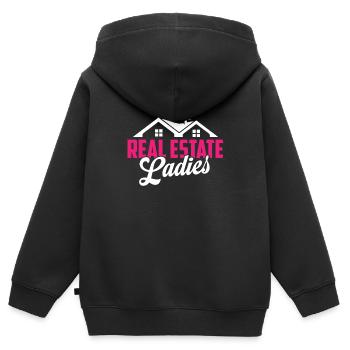 Agent immobilier dame - Sweat Premium à capuche zippé enfant bio - noir - Dos - AI Model Kid Male (0cm)