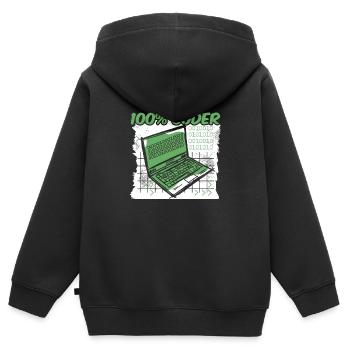 Programmeur Codeur développeur - Sweat Premium à capuche zippé enfant bio - noir - Dos - AI Model Kid Male (0cm)