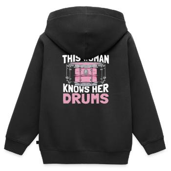 Batterie Batteur Batteur - Sweat Premium à capuche zippé enfant bio - noir - Dos - AI Model Kid Male (0cm)