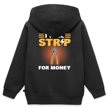 I Will Strip For Money Lineman - Kids Premium Organic Zip-up Hoodie - black - Back - AI Model Kid Male (0cm)