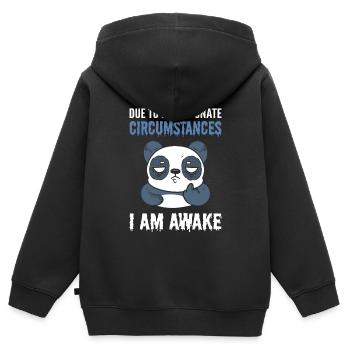 En raison de circonstances malheureuses, je suis éveillé Panda - Sweat Premium à capuche zippé enfant bio - noir - Dos - AI Model Kid Male (0cm)