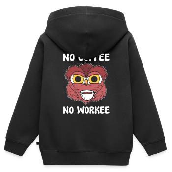 No Coffee No Workee Kaffeeliebhaber - Kinder Premium Organic Zip Hoodie - Schwarz - Hinten - AI Model Kid Male (0cm)