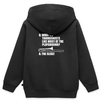 marching band, trombone, brass band, trombone - Kids Premium Organic Zip-up Hoodie - black - Back - AI Model Kid Male (0cm)