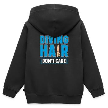 Plongée plongée drôle - Sweat Premium à capuche zippé enfant bio - noir - Dos - AI Model Kid Male (0cm)