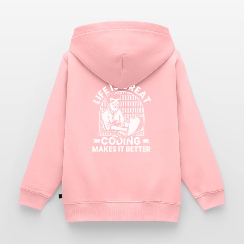 Developer Coder Programmer Humor Kids Premium Organic Zip-up Hoodie