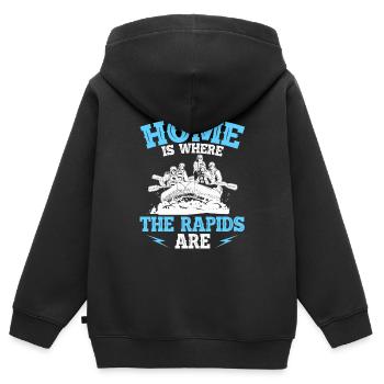 Rafting en eau vive - Sweat Premium à capuche zippé enfant bio - noir - Dos - AI Model Kid Male (0cm)
