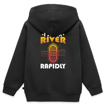 Rafting en eau vive - Sweat Premium à capuche zippé enfant bio - noir - Dos - AI Model Kid Male (0cm)
