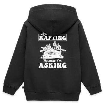 Rafting en eau vive - Sweat Premium à capuche zippé enfant bio - noir - Dos - AI Model Kid Male (0cm)