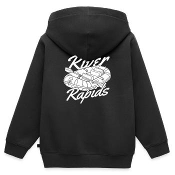 Rafting en eau vive - Sweat Premium à capuche zippé enfant bio - noir - Dos - AI Model Kid Male (0cm)