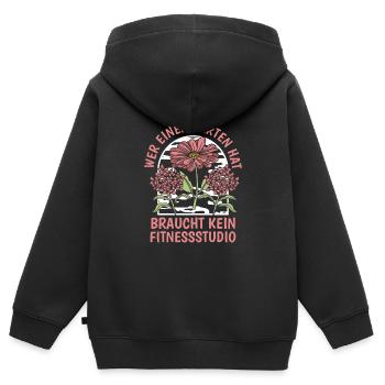 Hobbygärtner Garten - Kinder Premium Organic Zip Hoodie - Schwarz - Hinten - AI Model Kid Male (0cm)