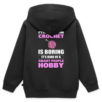 Häkeln Hobby Häkeln - Kinder Premium Organic Zip Hoodie - Schwarz - Hinten - AI Model Kid Male (0cm)