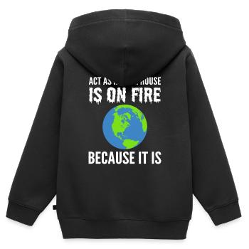 The Global Warming Eco-Activist - Kids Premium Organic Zip-up Hoodie - black - Back - AI Model Kid Male (0cm)