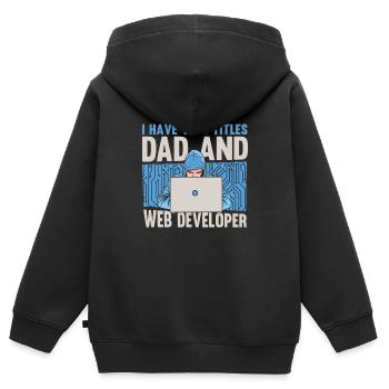 Développeur Web Père - Sweat Premium à capuche zippé enfant bio - noir - Dos - AI Model Kid Male (0cm)