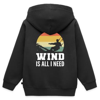Kitesurf & Kitesurf Kitesurfers - Sweat Premium à capuche zippé enfant bio - noir - Dos - AI Model Kid Male (0cm)