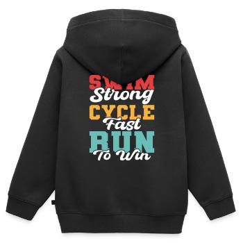 Triathlon - Kinder Premium Organic Zip Hoodie - Schwarz - Hinten - AI Model Kid Male (0cm)