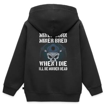 Fier mineur - Sweat Premium à capuche zippé enfant bio - noir - Dos - AI Model Kid Male (0cm)