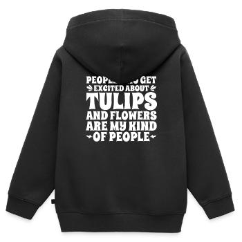 Tulipes Tulipes - Sweat Premium à capuche zippé enfant bio - noir - Dos - AI Model Kid Male (0cm)
