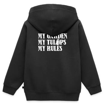 Tulipes Tulipes - Sweat Premium à capuche zippé enfant bio - noir - Dos - AI Model Kid Male (0cm)