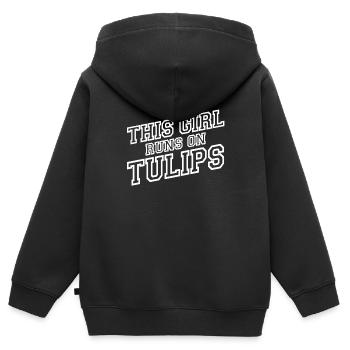 Tulipes Tulipes - Sweat Premium à capuche zippé enfant bio - noir - Dos - AI Model Kid Male (0cm)