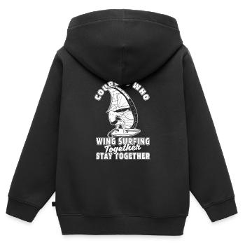 Wing Surf Wing Foil Pair - Sweat Premium à capuche zippé enfant bio - noir - Dos - AI Model Kid Male (0cm)