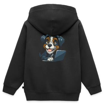Développeur Web Développeur Web Mignon - Sweat Premium à capuche zippé enfant bio - noir - Dos - AI Model Kid Male (0cm)